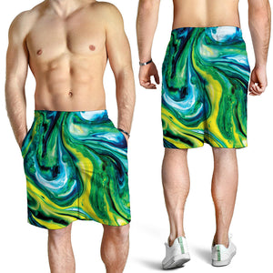 Blue And Green Acid Melt Print Men's Shorts