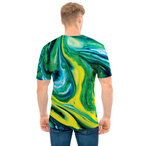 Blue And Green Acid Melt Print Men's T-Shirt