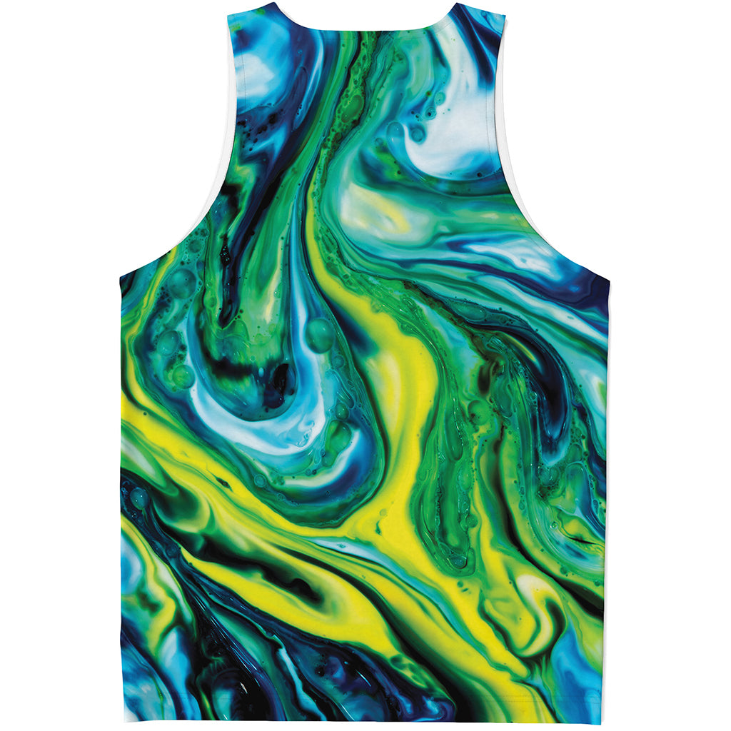 Blue And Green Acid Melt Print Men's Tank Top