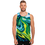 Blue And Green Acid Melt Print Men's Tank Top