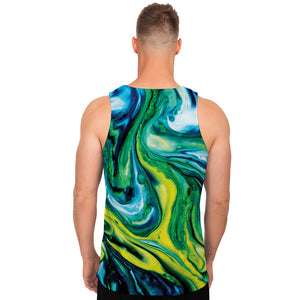 Blue And Green Acid Melt Print Men's Tank Top