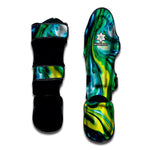 Blue And Green Acid Melt Print Muay Thai Shin Guard