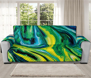 Blue And Green Acid Melt Print Oversized Sofa Protector