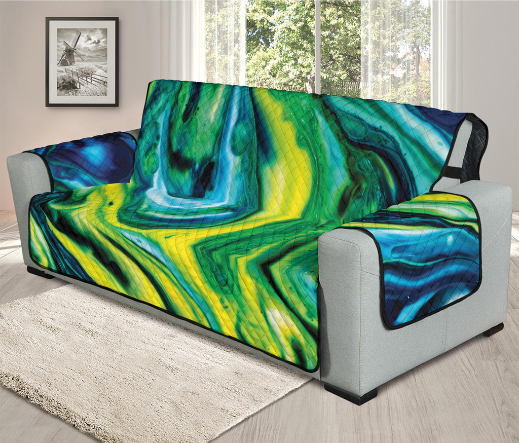 Blue And Green Acid Melt Print Oversized Sofa Protector