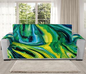 Blue And Green Acid Melt Print Oversized Sofa Protector