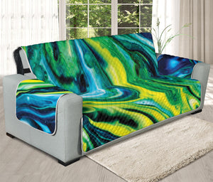 Blue And Green Acid Melt Print Oversized Sofa Protector