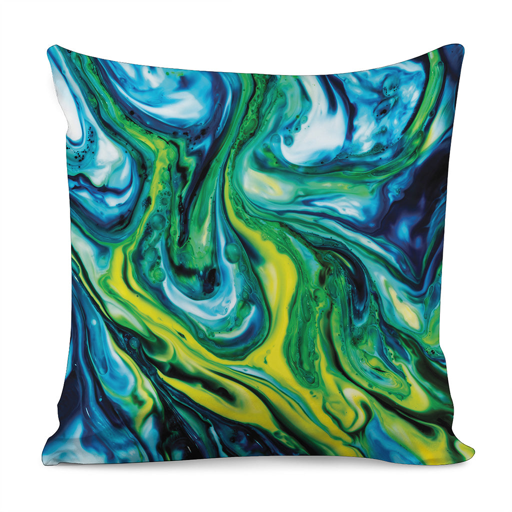 Blue And Green Acid Melt Print Pillow Cover