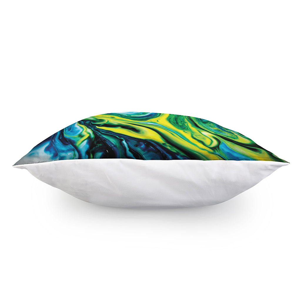 Blue And Green Acid Melt Print Pillow Cover