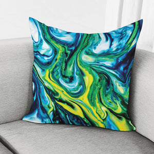 Blue And Green Acid Melt Print Pillow Cover