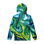 Blue And Green Acid Melt Print Pullover Hoodie