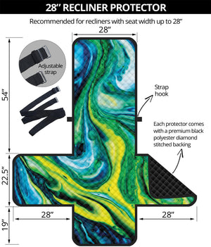 Blue And Green Acid Melt Print Recliner Protector