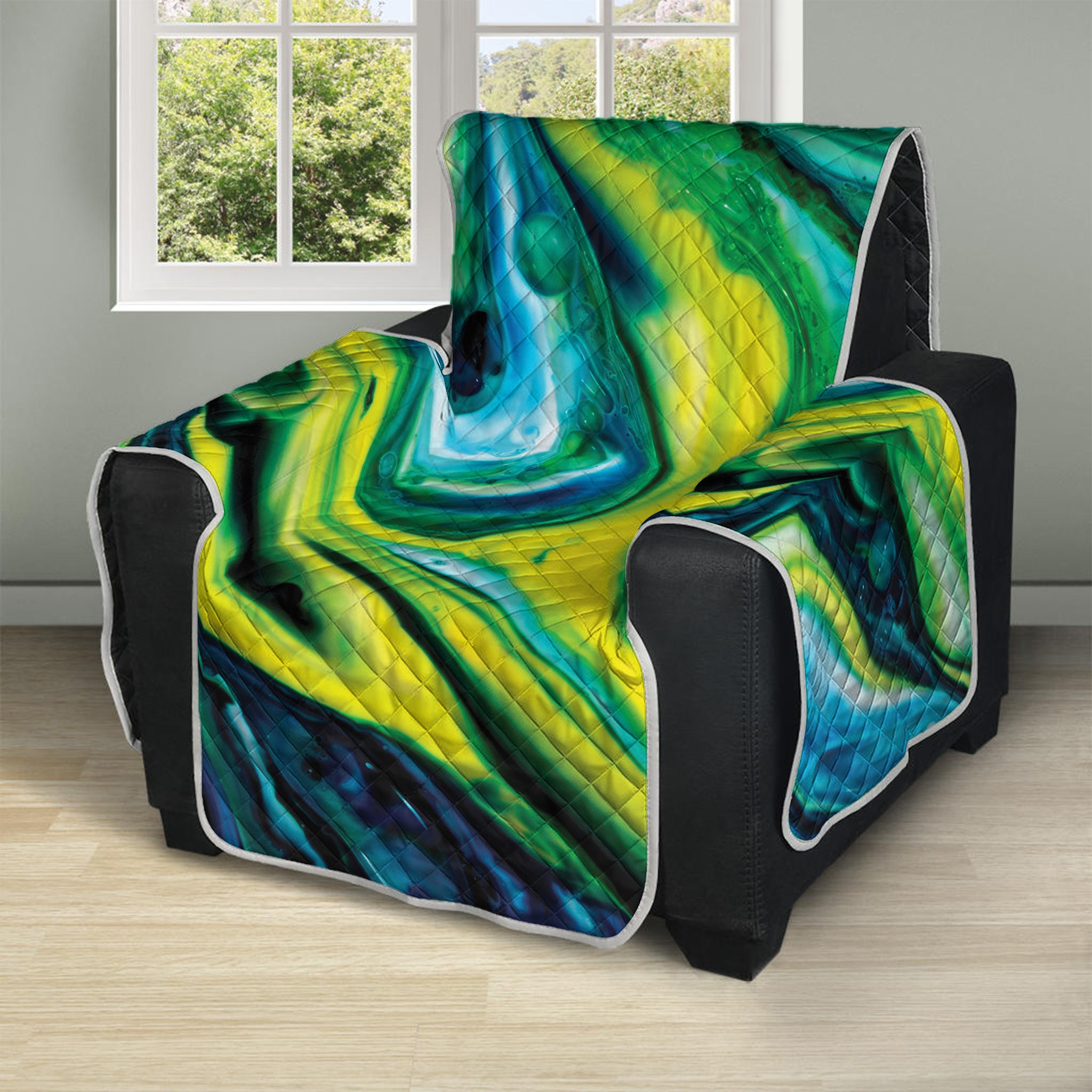 Blue And Green Acid Melt Print Recliner Protector