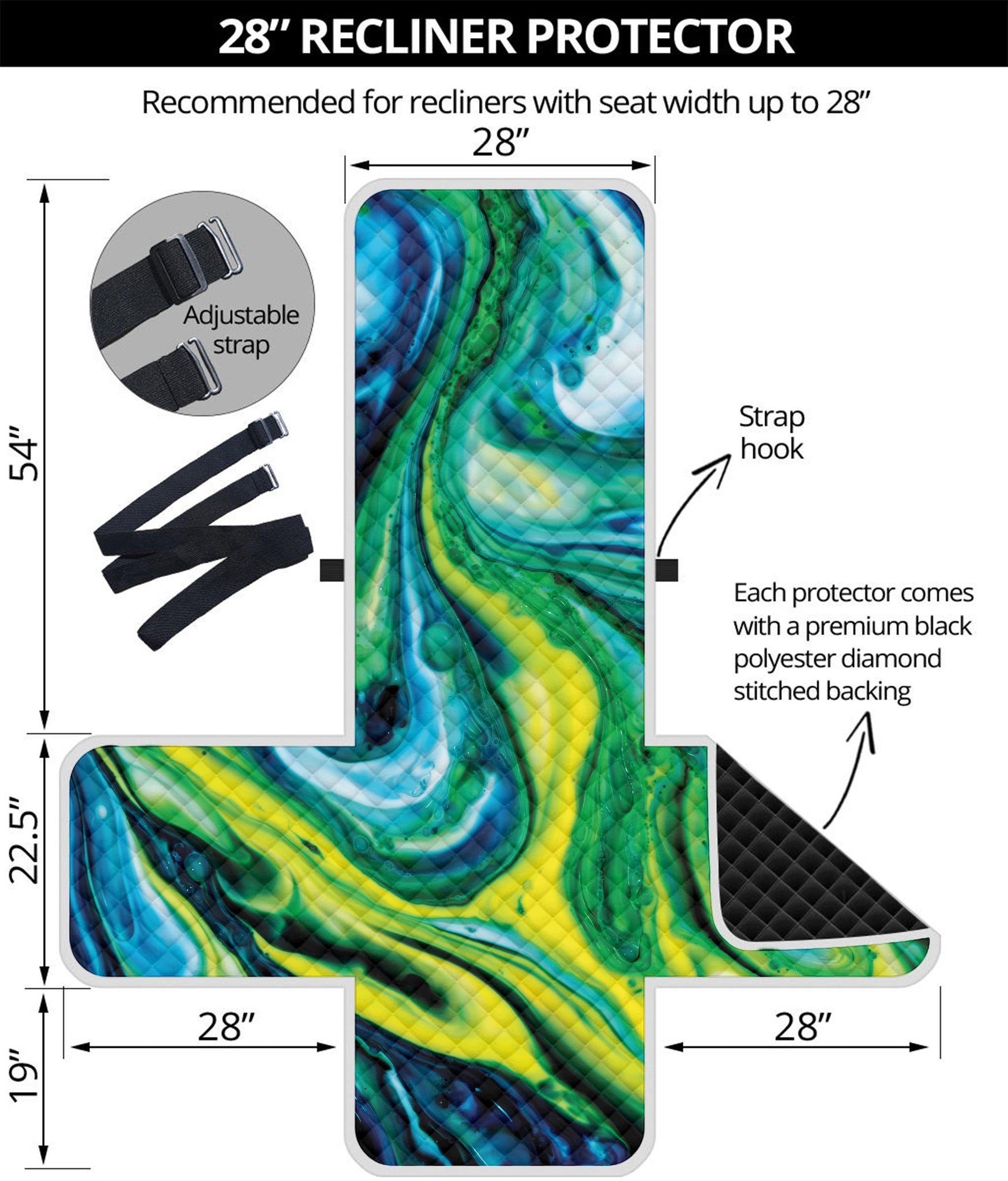 Blue And Green Acid Melt Print Recliner Protector