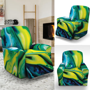 Blue And Green Acid Melt Print Recliner Slipcover