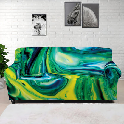 Blue And Green Acid Melt Print Sofa Cover