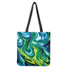 Blue And Green Acid Melt Print Tote Bag