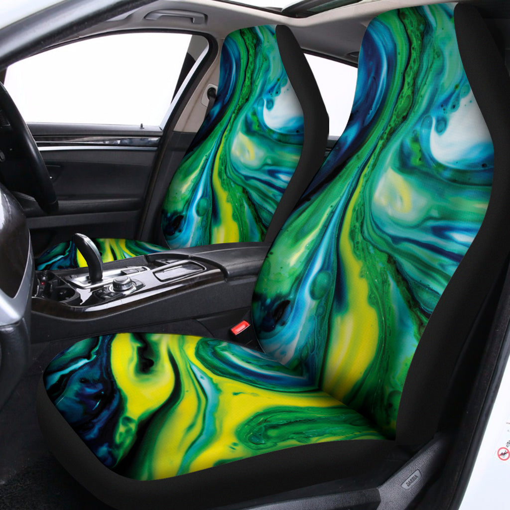 Blue And Green Acid Melt Print Universal Fit Car Seat Covers