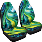 Blue And Green Acid Melt Print Universal Fit Car Seat Covers