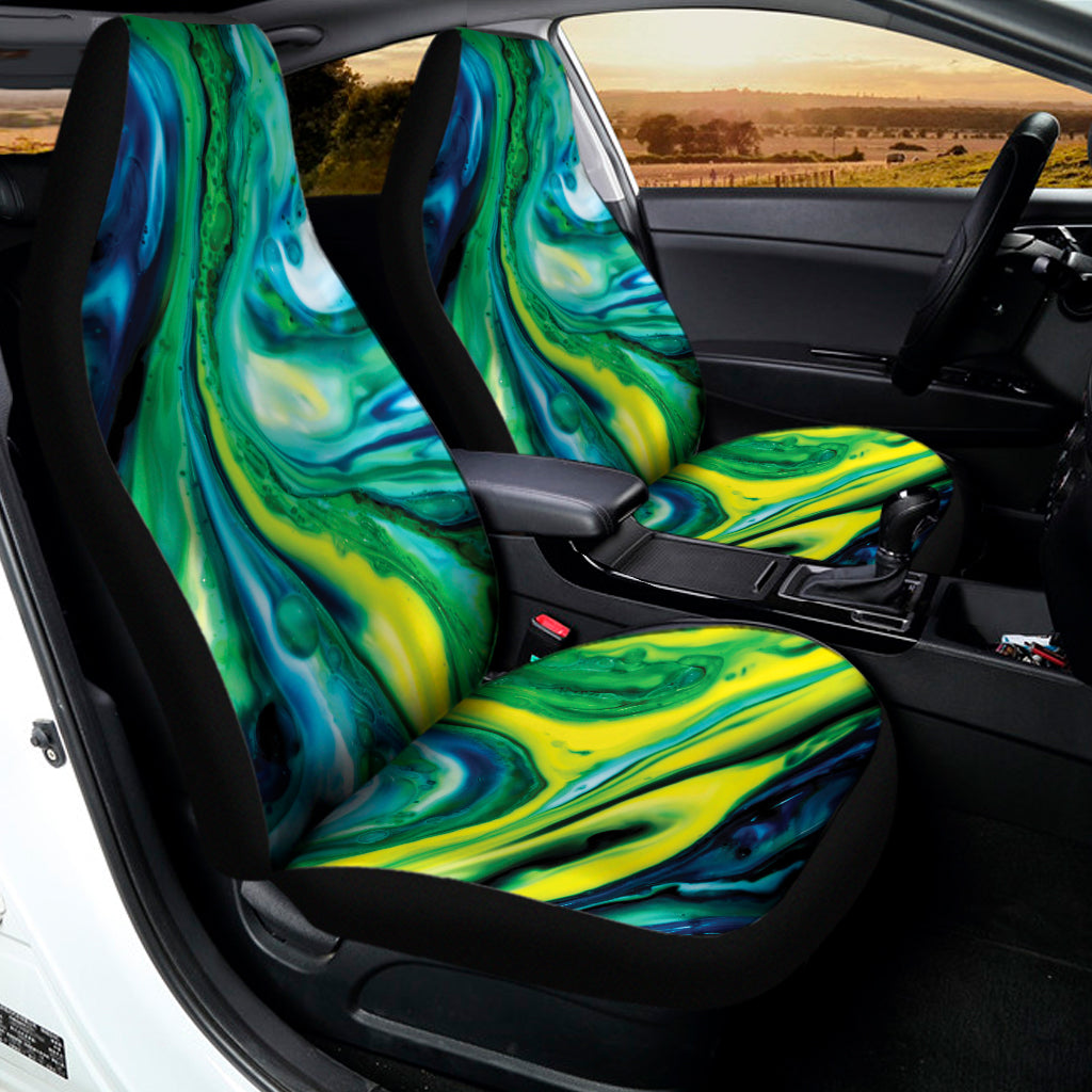 Blue And Green Acid Melt Print Universal Fit Car Seat Covers