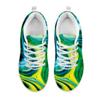 Blue And Green Acid Melt Print White Sneakers