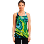 Blue And Green Acid Melt Print Women's Racerback Tank Top