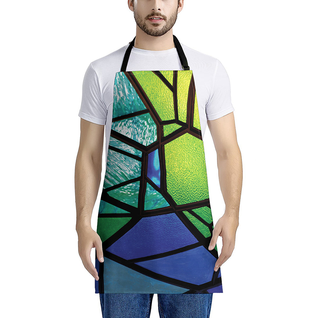 Blue And Green Stained Glass Print Apron