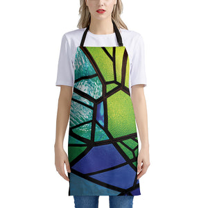 Blue And Green Stained Glass Print Apron