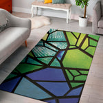 Blue And Green Stained Glass Print Area Rug
