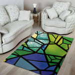 Blue And Green Stained Glass Print Area Rug