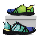 Blue And Green Stained Glass Print Black Sneakers