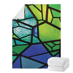 Blue And Green Stained Glass Print Blanket