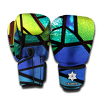 Blue And Green Stained Glass Print Boxing Gloves