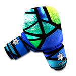Blue And Green Stained Glass Print Boxing Gloves