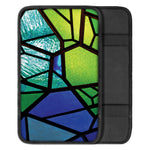Blue And Green Stained Glass Print Car Center Console Cover