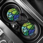 Blue And Green Stained Glass Print Car Coasters