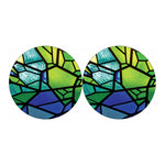 Blue And Green Stained Glass Print Car Coasters