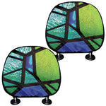 Blue And Green Stained Glass Print Car Headrest Covers