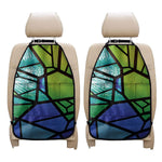 Blue And Green Stained Glass Print Car Seat Organizers