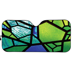 Blue And Green Stained Glass Print Car Sun Shade
