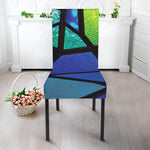 Blue And Green Stained Glass Print Dining Chair Slipcover