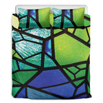 Blue And Green Stained Glass Print Duvet Cover Bedding Set