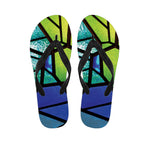 Blue And Green Stained Glass Print Flip Flops
