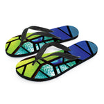 Blue And Green Stained Glass Print Flip Flops