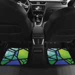 Blue And Green Stained Glass Print Front and Back Car Floor Mats