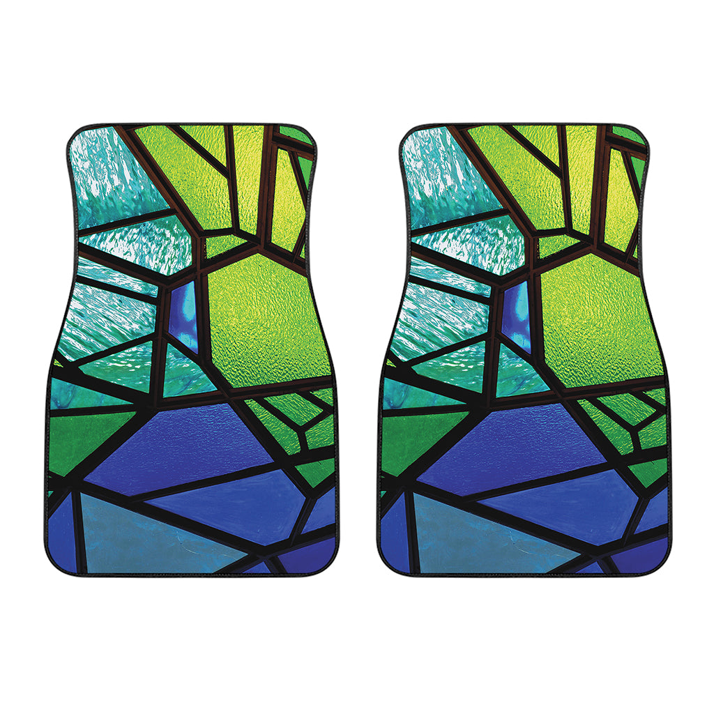 Blue And Green Stained Glass Print Front Car Floor Mats