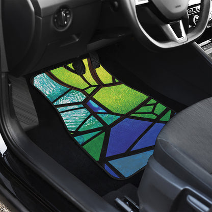 Blue And Green Stained Glass Print Front Car Floor Mats