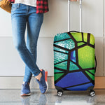 Blue And Green Stained Glass Print Luggage Cover