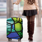 Blue And Green Stained Glass Print Luggage Cover