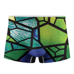 Blue And Green Stained Glass Print Men's Boxer Briefs
