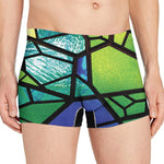 Blue And Green Stained Glass Print Men's Boxer Briefs